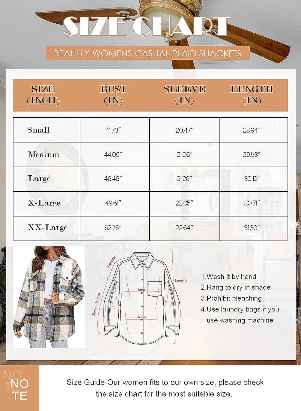 Women's Flannel Plaid Shacket Long Sleeve Button Down Chest Pocketed Shirts Jacket Coats