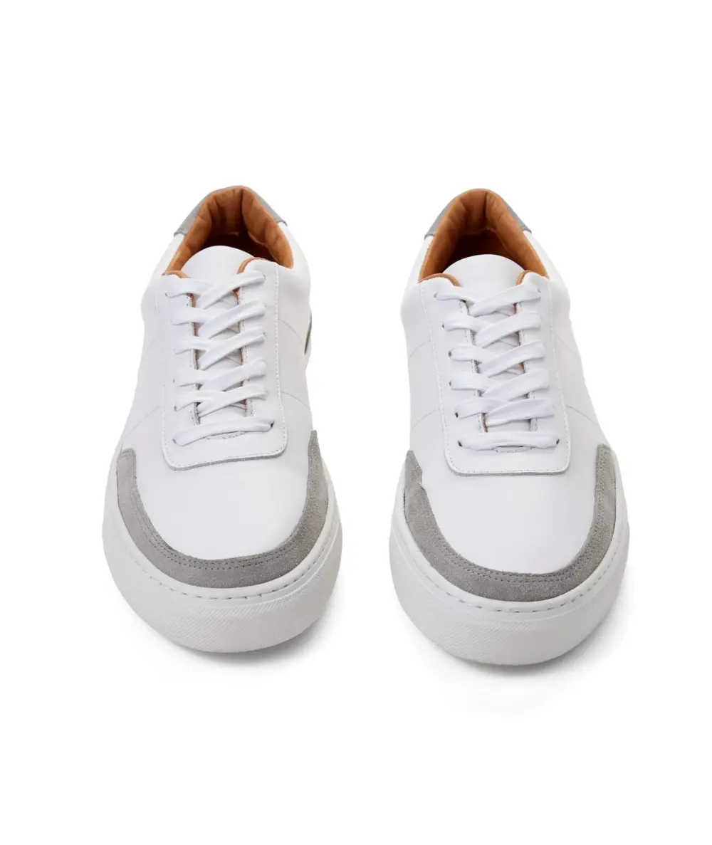Contrast Leather Lace-Up Sneakers