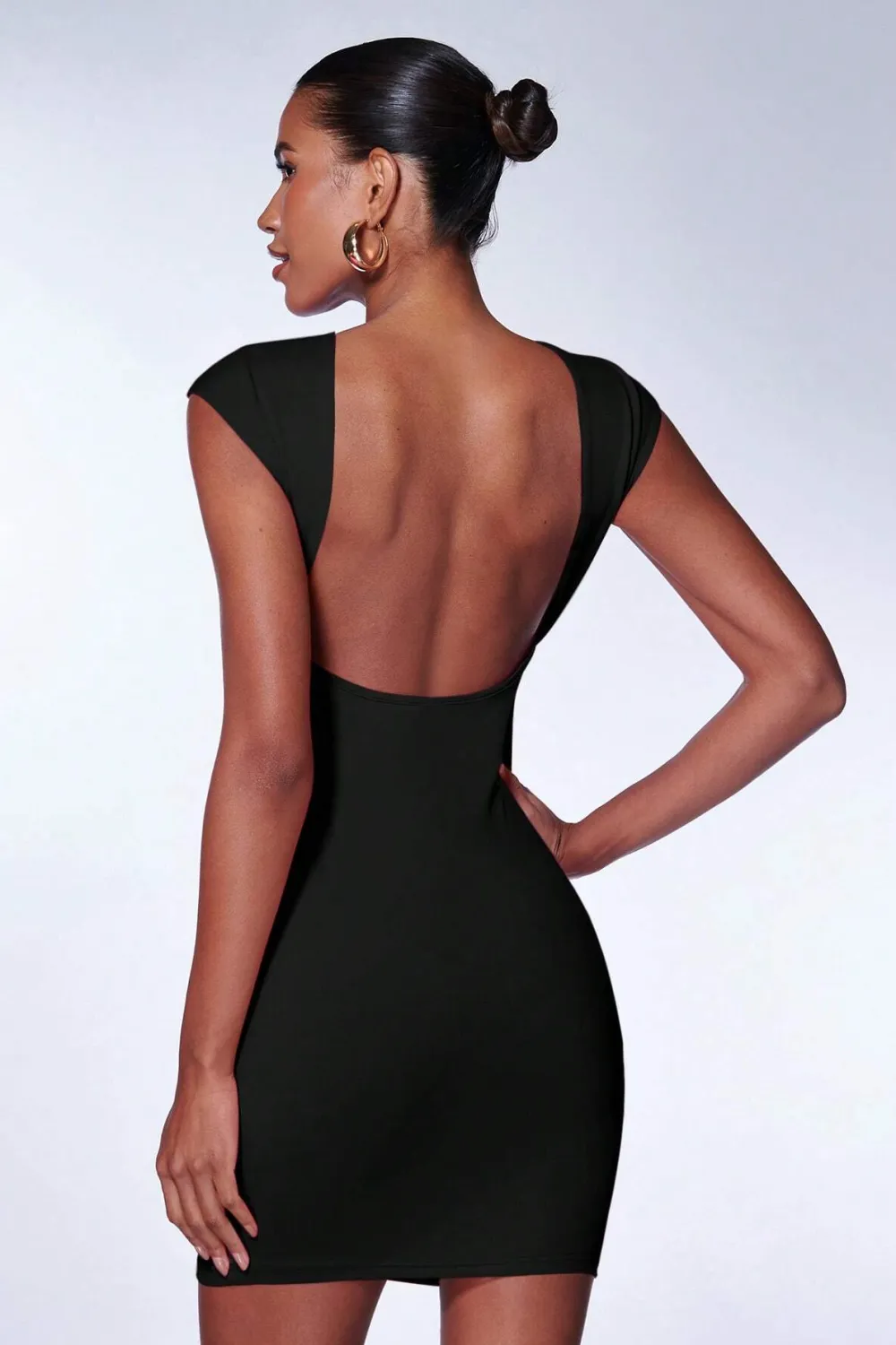 BAE Solid Backless Bodycon Dress