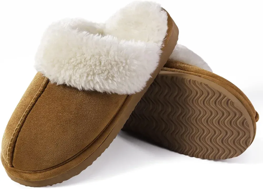 Women's Fuzzy Memory Foam Slippers Fluffy Winter House Shoes Indoor and Outdoor