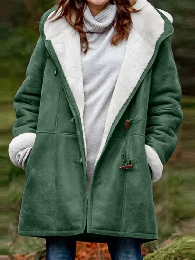 Women's Winter Fleece Hoodie Jacket Suede Fall Sherpa Jacket Maillard Casual Winter Teddy Coat Thermal Warm Windproof Shearling Jacket Comtemporary Contemporary Long Sleeve Brown Black