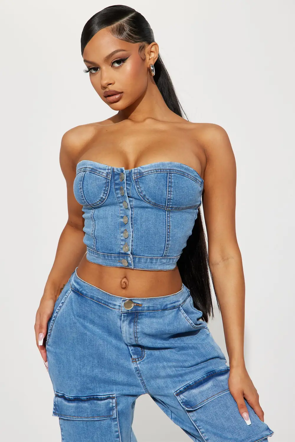 Hang With Me Denim Pant Set - Light Wash