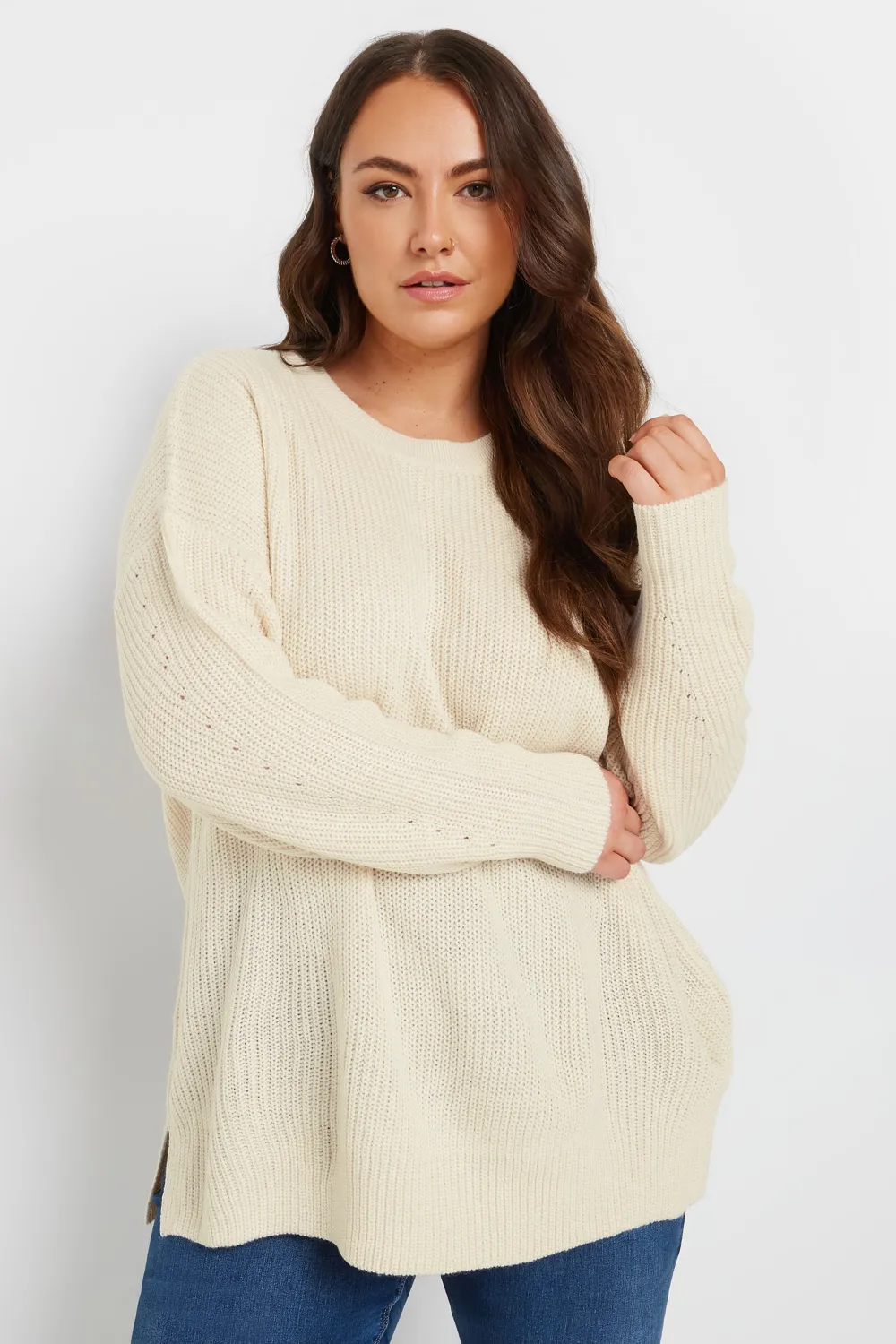 YOURS Curve Grey Drop Shoulder Knitted Jumper