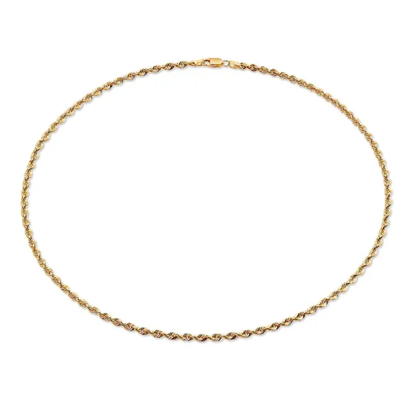 Solid Rope Chain Necklace 14K Yellow Gold 24