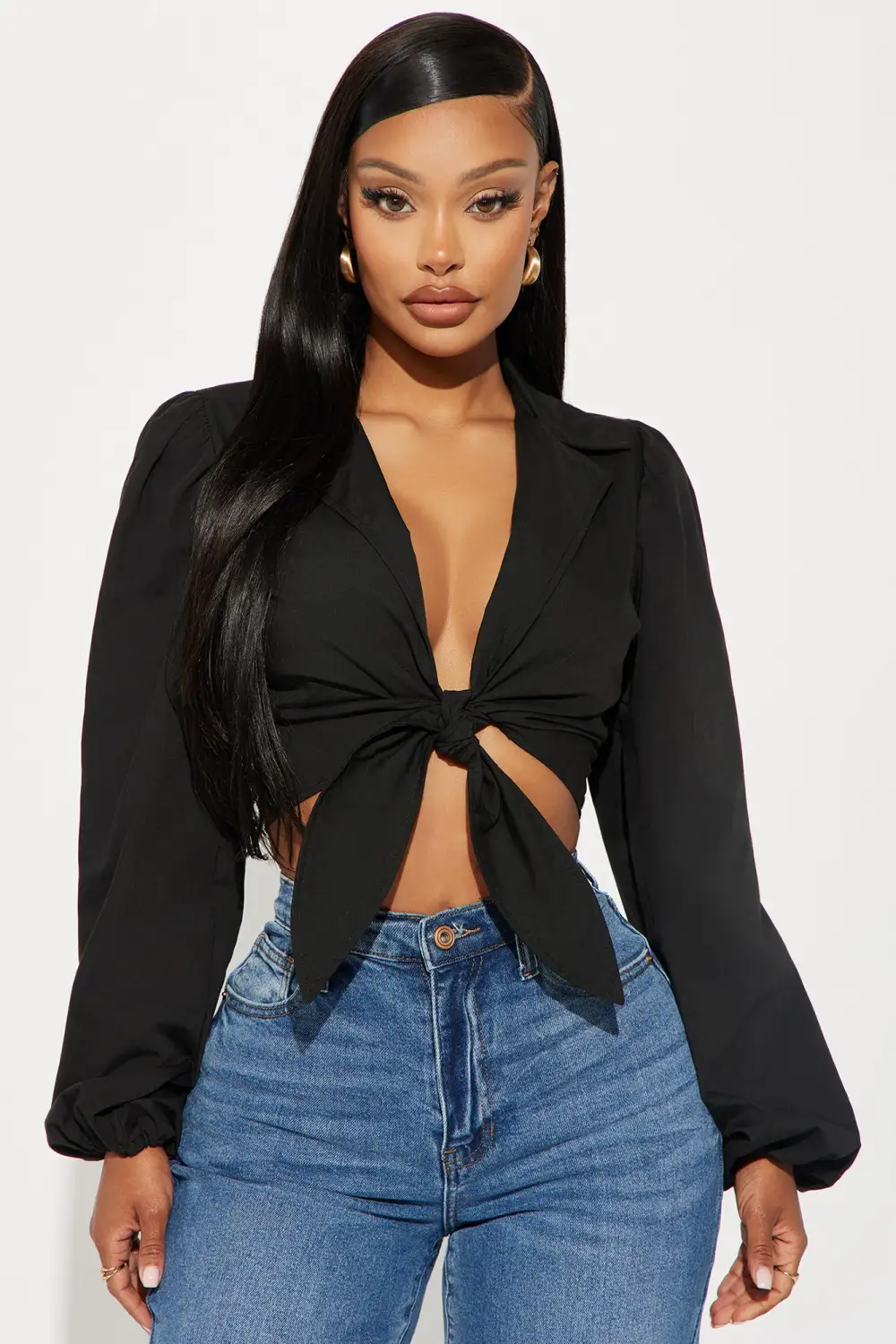 Carmen Poplin Blouse Top - Black