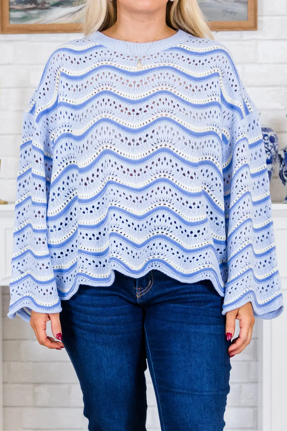 Wavy Comfort Sweater, Blue