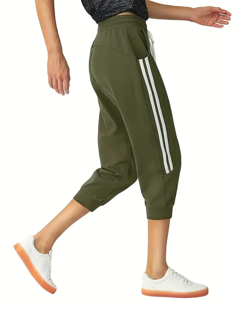 Women's Athletic Capri Pants - Casual Sports Running Yoga Fitness