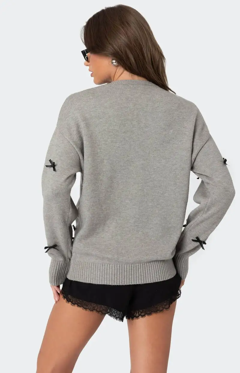 Edikted Satin Bow Oversized Sweater