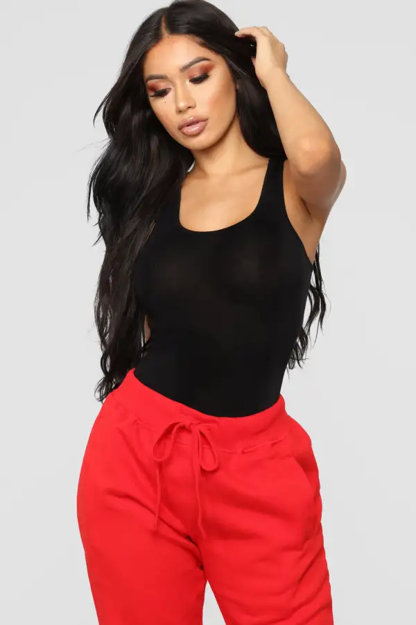 Davina Basic Tank Bodysuit - Black