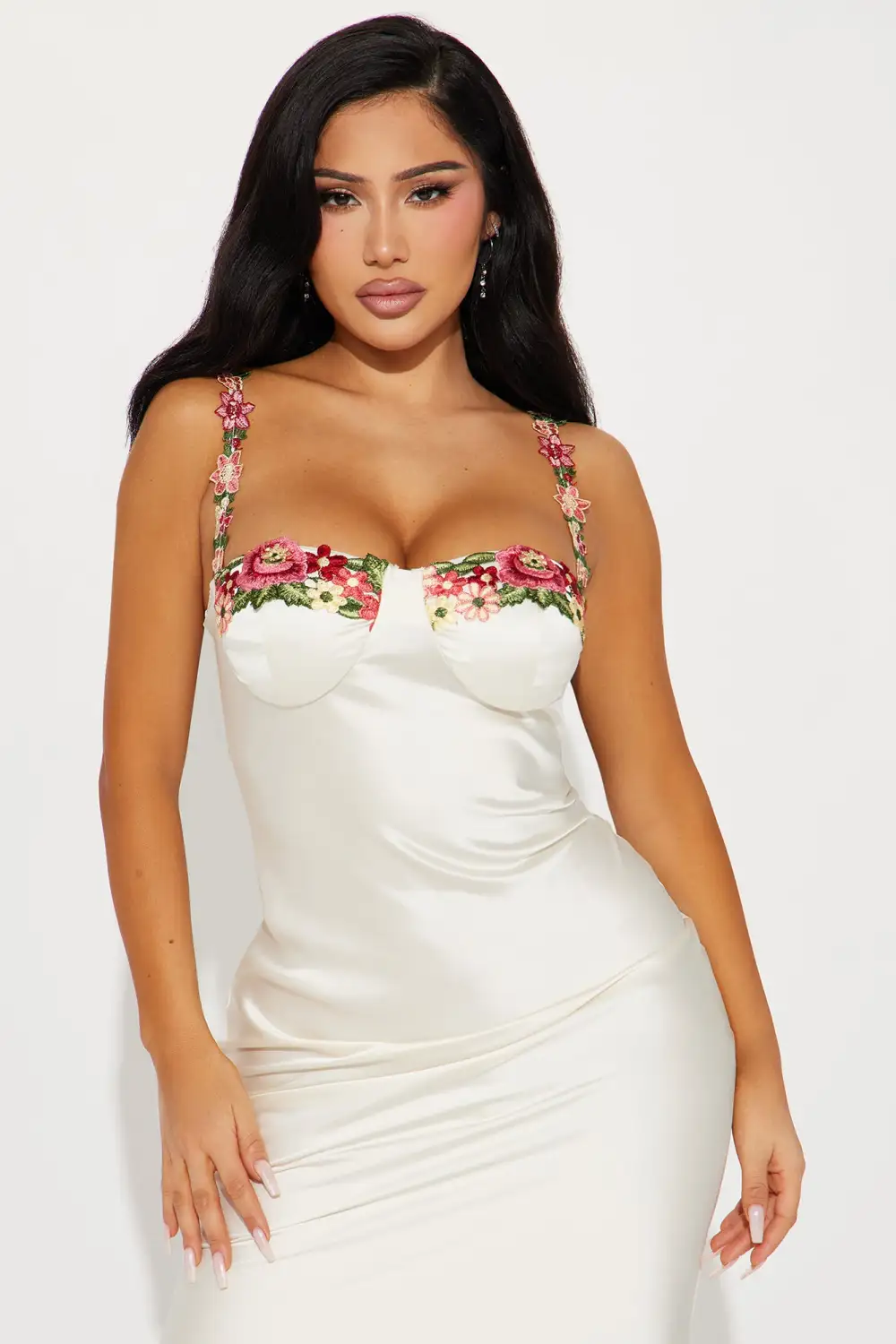 Evelyn Satin Maxi Dress - White