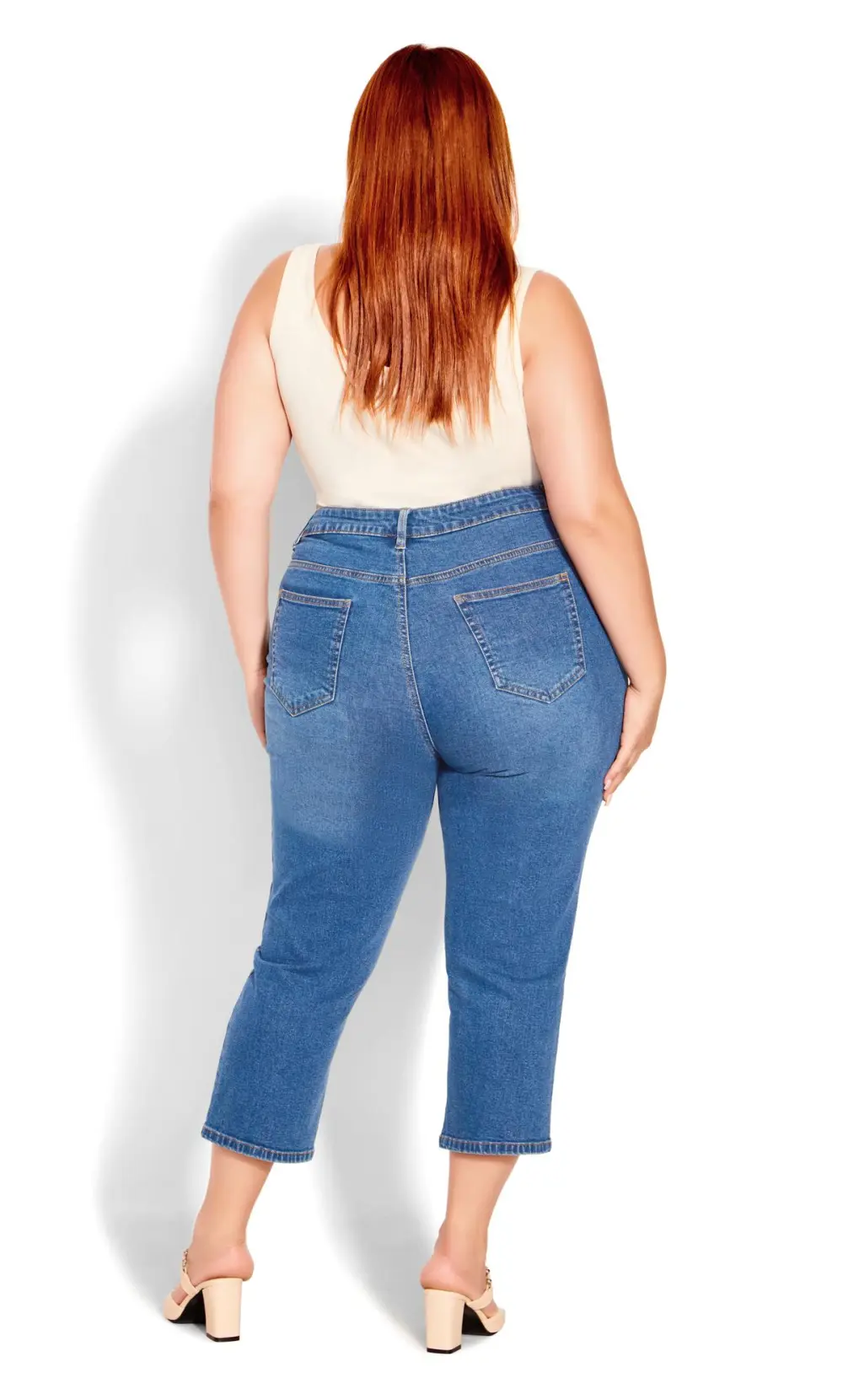 Evans Blue Mid Wash Cropped Jeans