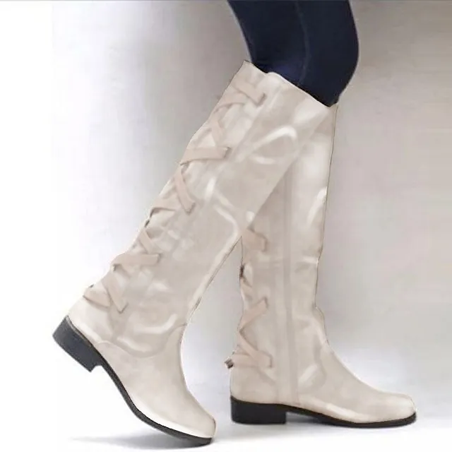 Women's Boots Biker boots Lace Up Boots Riding Boots Party Outdoor Knee High Boots Chunky Heel Fashion Classic Casual PU Solid Color dark brown claret Black