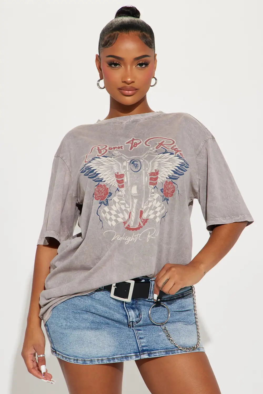 Born To Ride Fast Graphic Tshirt - Grey/combo