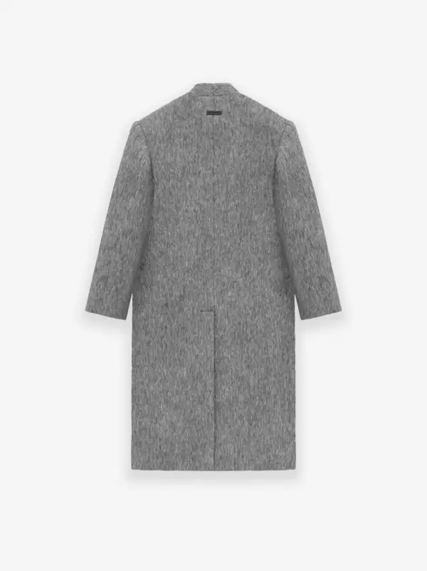 Alpaca Wool Lapelless Overcoat