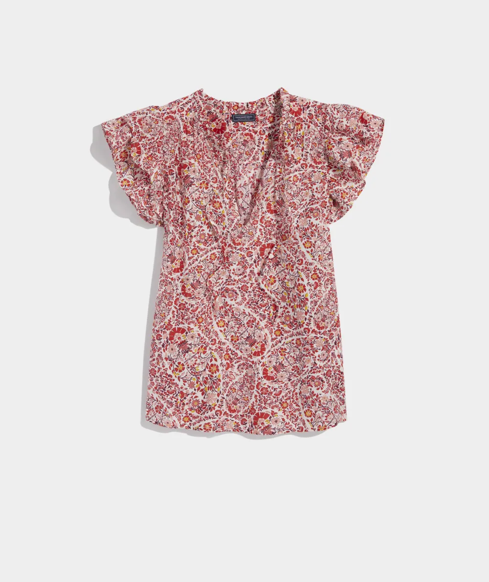 Fenwick Paisley Ruffle Sleeve Top