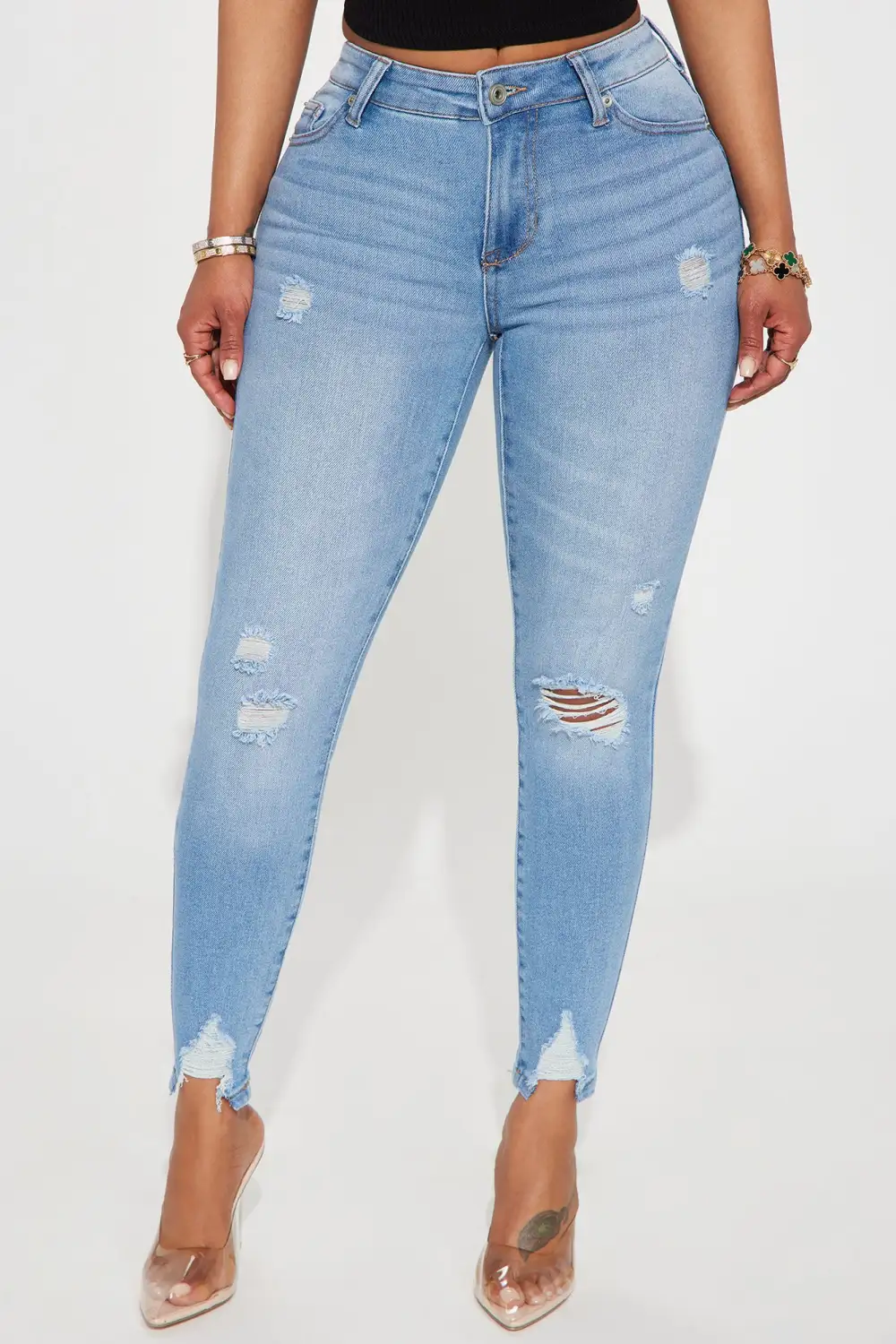 Fitting In Ripped Stretch Skinny Jeans - Vintage Wash