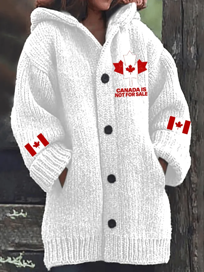 Women's Canada is Not for Sale Heat Transfer Knit Sweater Jacket
