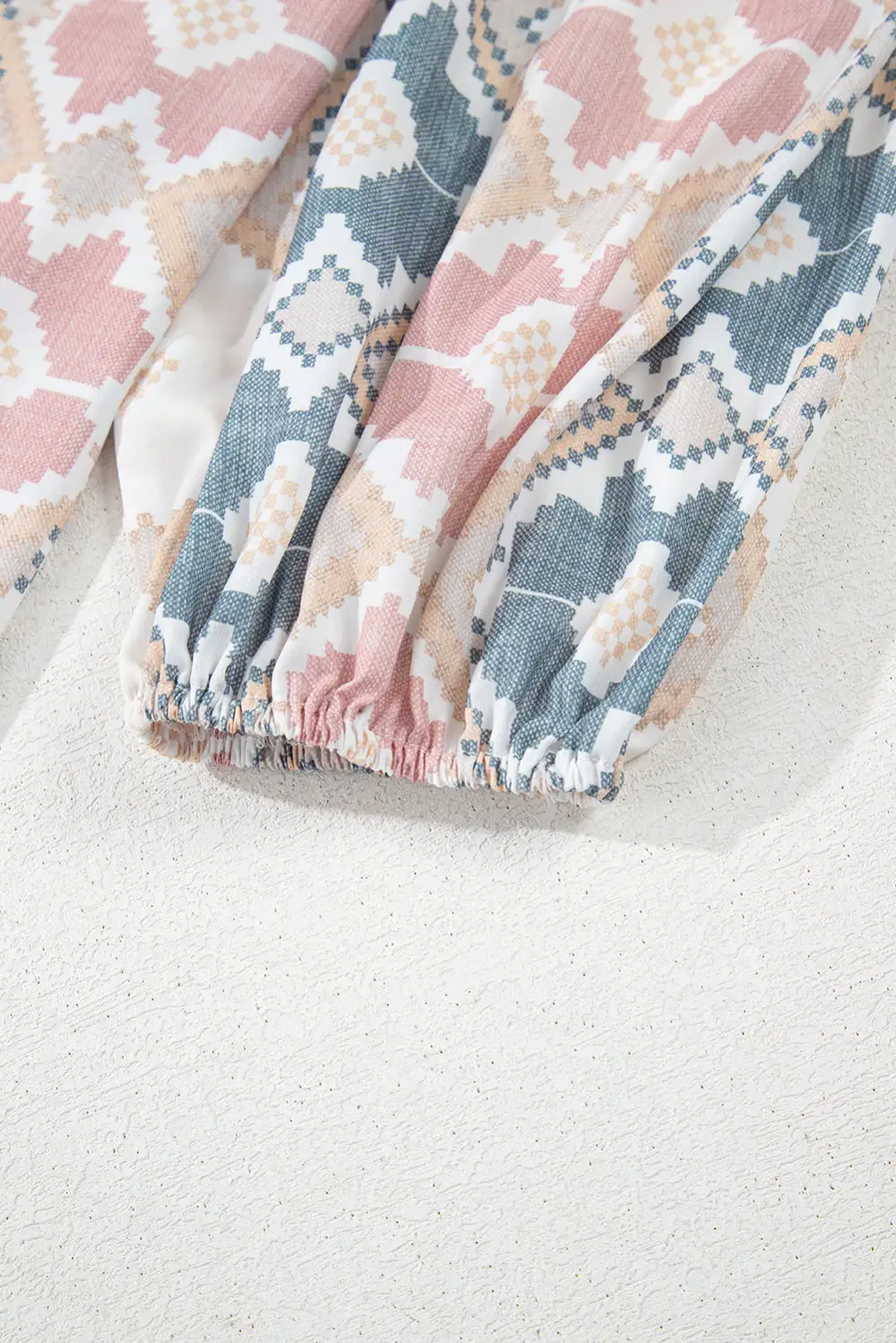 Geometric Print Western Inspired Tassel Detail Blouse