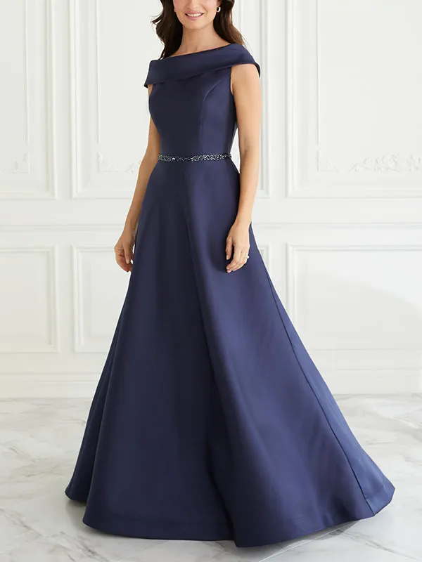 One-shoulder sleeveless temperament satin Mother of the Bride Dress