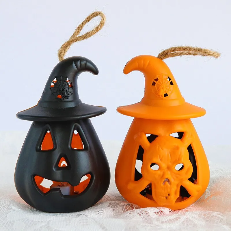 Halloween LED Hanging Pumpkin Lantern Lights Ghost Lights Skeleton Candle Lantern Lights Halloween Party Horror Props Home Decor