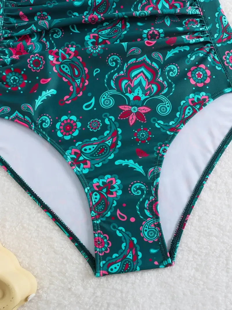 Women's One-Piece Swimsuit - Sexy Style, Floral Print, V-Neck, High Cut - Summer Beachwear - For Women - Perfect for Pool Parties & Beach Vacations - Ideal Gift for Summer