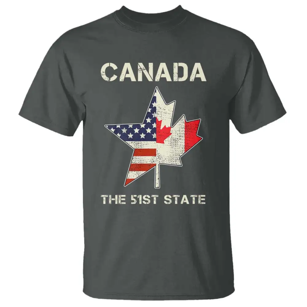 Canada The 51st State T Shirt Maple Canadian American Flag TS09
