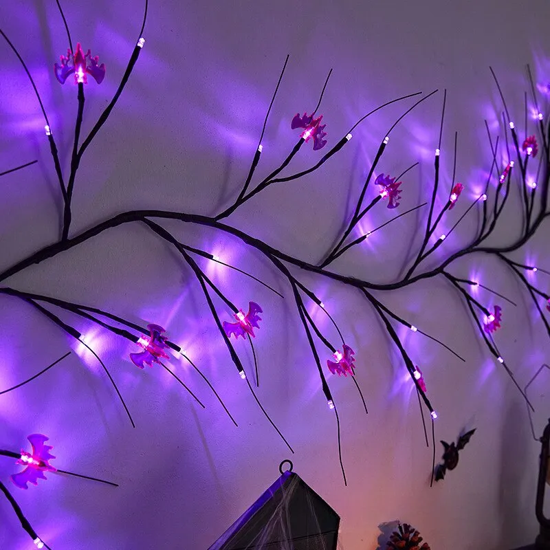 Halloween Decorative Vine Light LED Simulated Tree Light Spider Bat Branch Light Ghost Festival Atmosphere Decoration Light