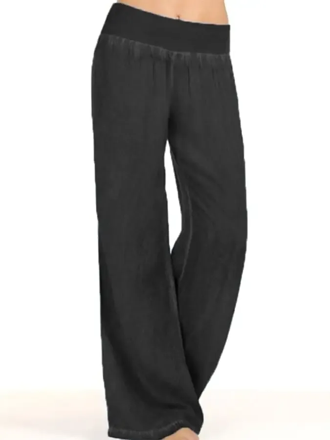 (Clearance Sale⚡)Yoga Pants Women's Comfortable Stretch Denim Casual Wide Leg Pants