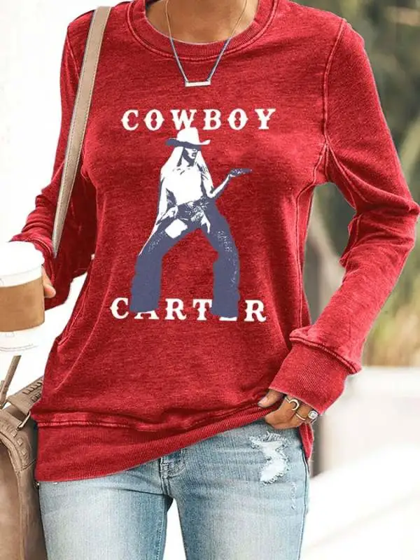 Retro Country Western Music Cowboy Print Sweatshirt