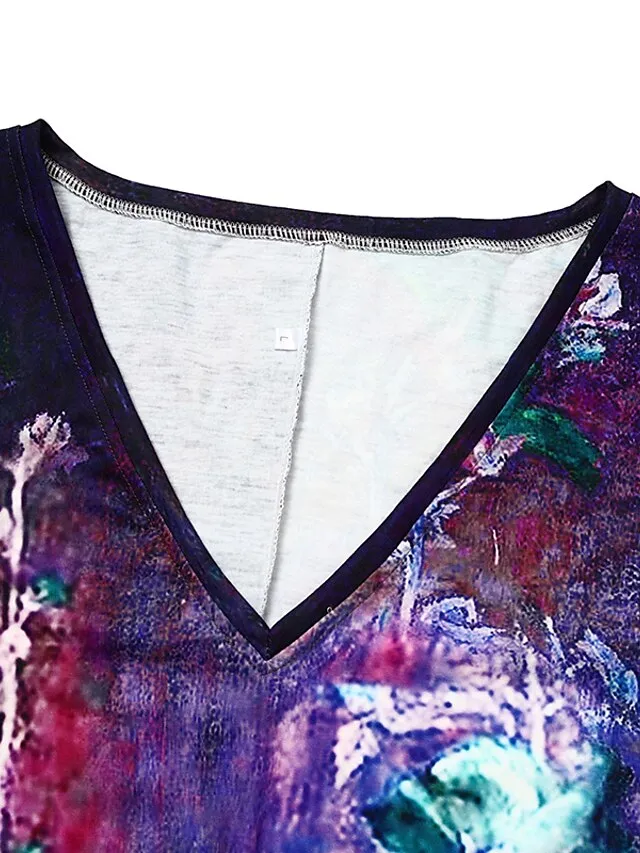 Women's Casual Dress Ethnic Dress Long Dress Maxi Dress Green 3/4 Length Sleeve Floral Print Summer Spring Fall V Neck Classic Vacation 2023 S M L XL XXL 3XL 4XL