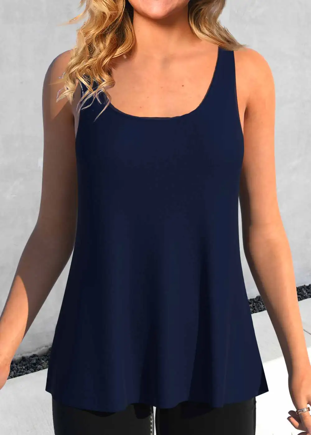 Navy Two Piece Long Sleeve Cardigan and Tank Top
