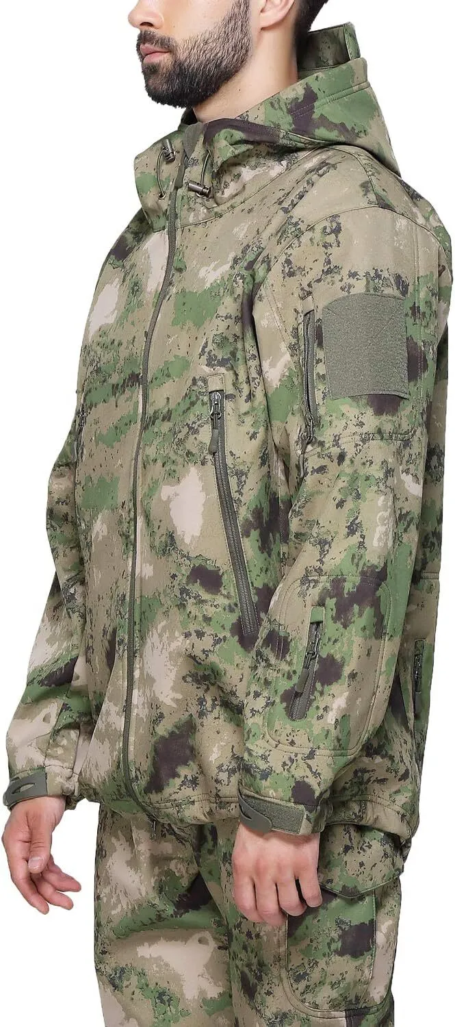 Men's Military Tactical Jackets Softshell Winter Warm Fleece Hooded Coat Outdoor Hiking Hunting Jacket