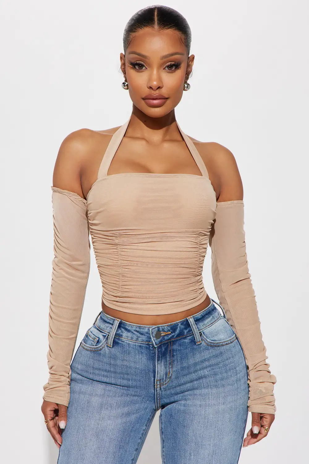 Charlette Mesh Top - Taupe
