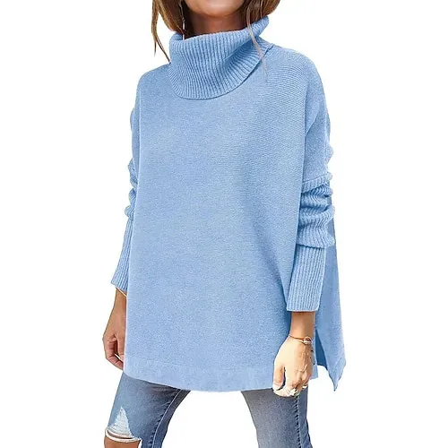 Women's Sweater Pullover Jumper Criss Cross Knitted Solid Color Stylish Casual Long Sleeve Regular Fit Sweater Cardigans V Neck Fall Winter Blue Purple Pink / Holiday / Going out
