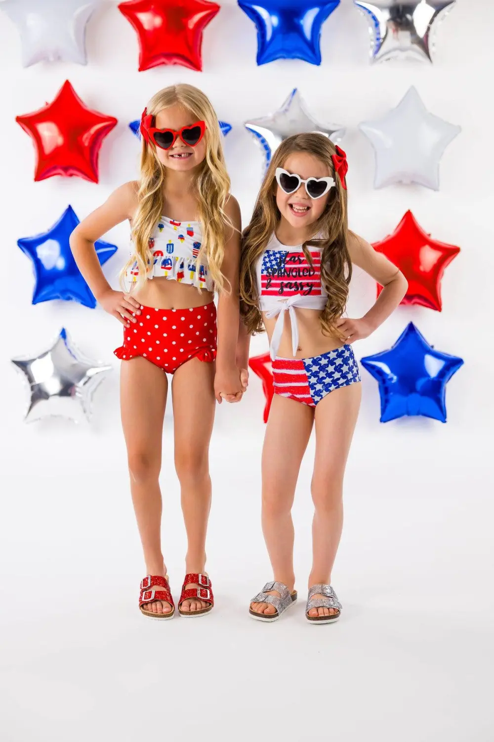 Patriotic Popsicle High-Waisted Swimsuit Set