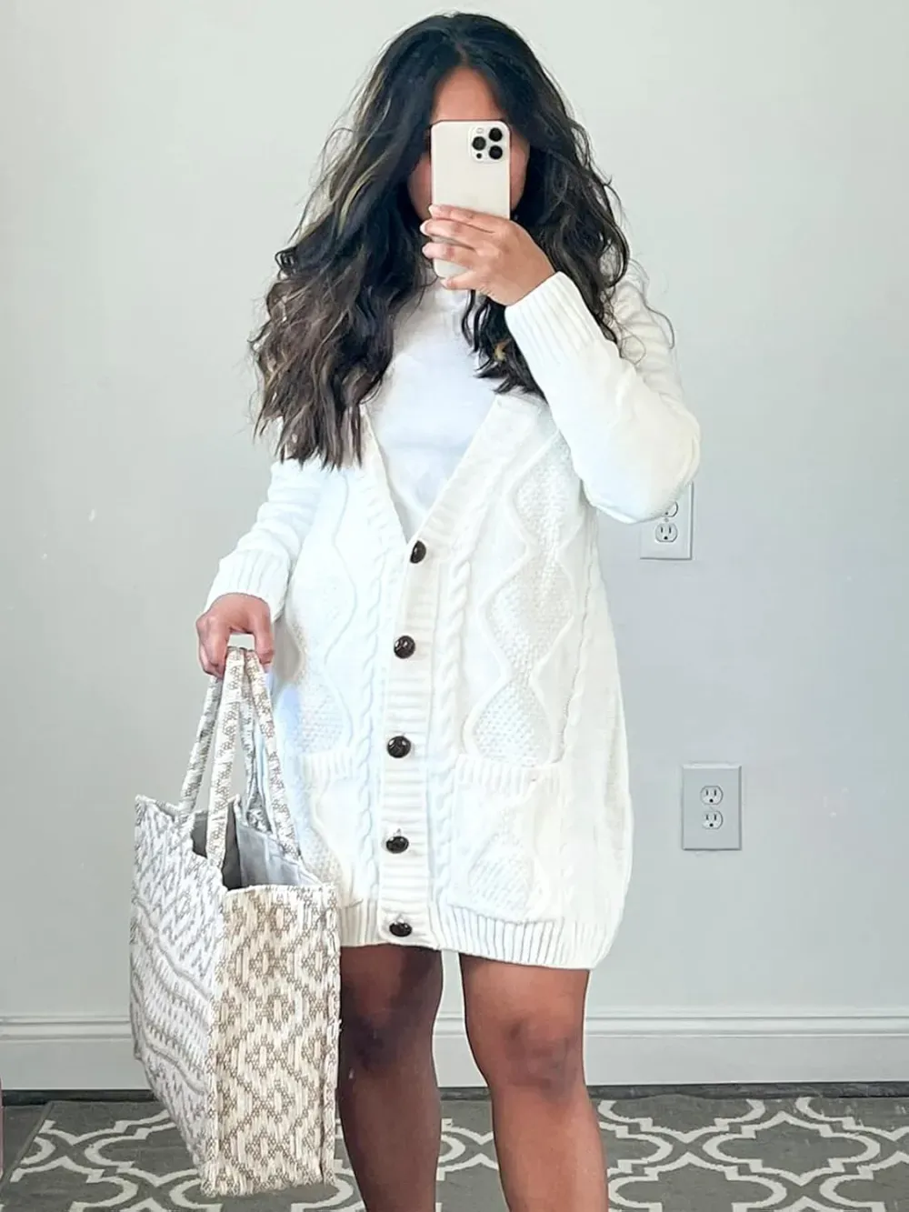 Womens Long Sleeve Open Front Buttons Cable Knit Pocket Sweater Cardigan