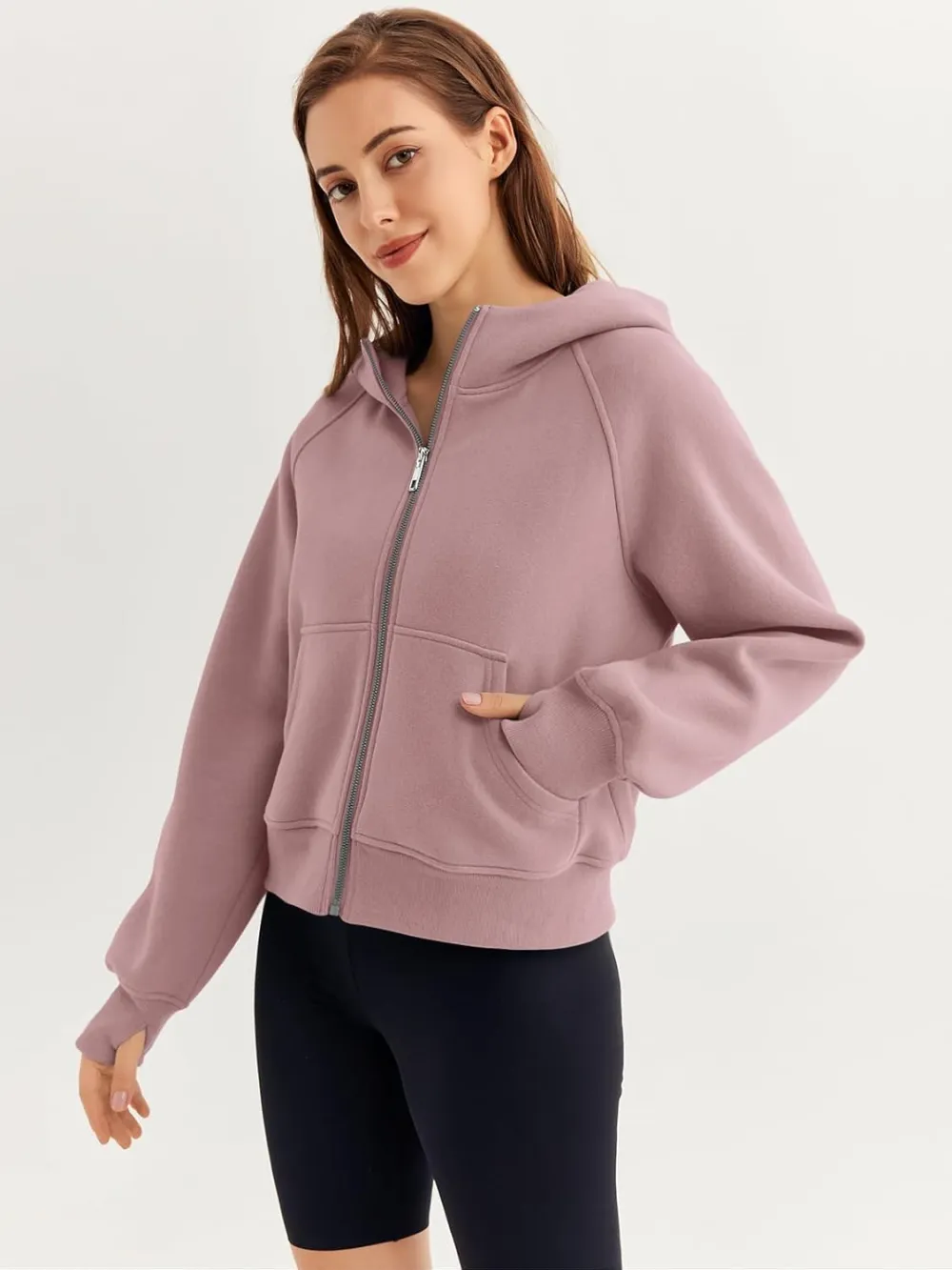 Womens Zip Up Hoodies Fleece Jackets Oversized Sweatshirts Fall Fashion Outfits 2024 Sweaters Winter Clothes