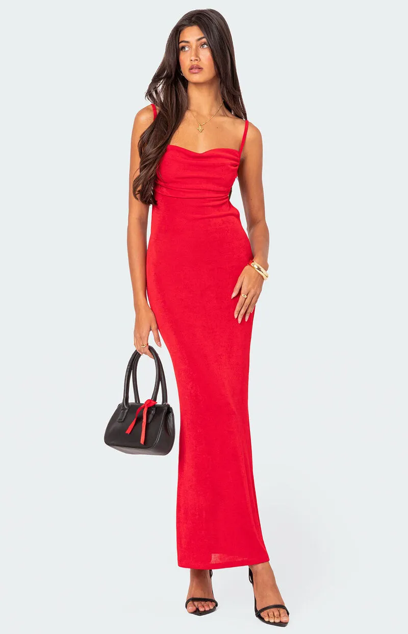Edikted Clea Open Back Maxi Dress