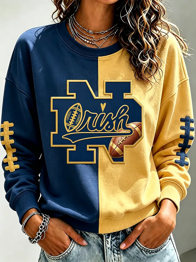 Women'S Retro Rugby Round Neck Sports Shirt