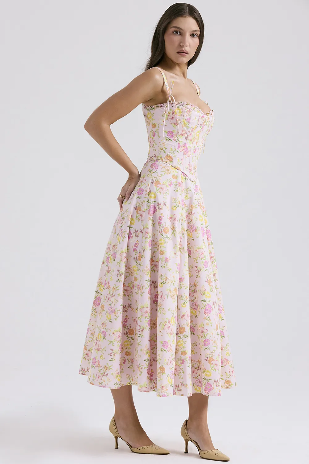 Pink meadow print cotton sundress
