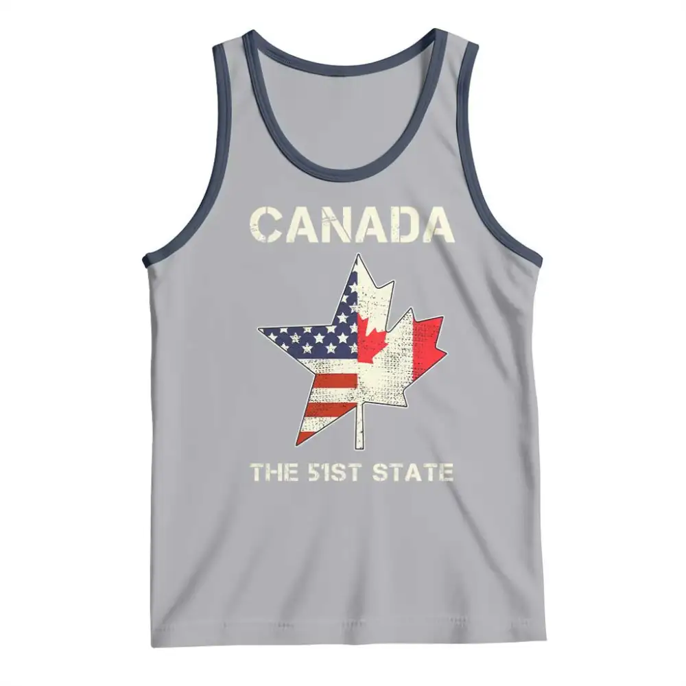 Canada The 51st State Tank Top Maple Canadian American Flag TS09