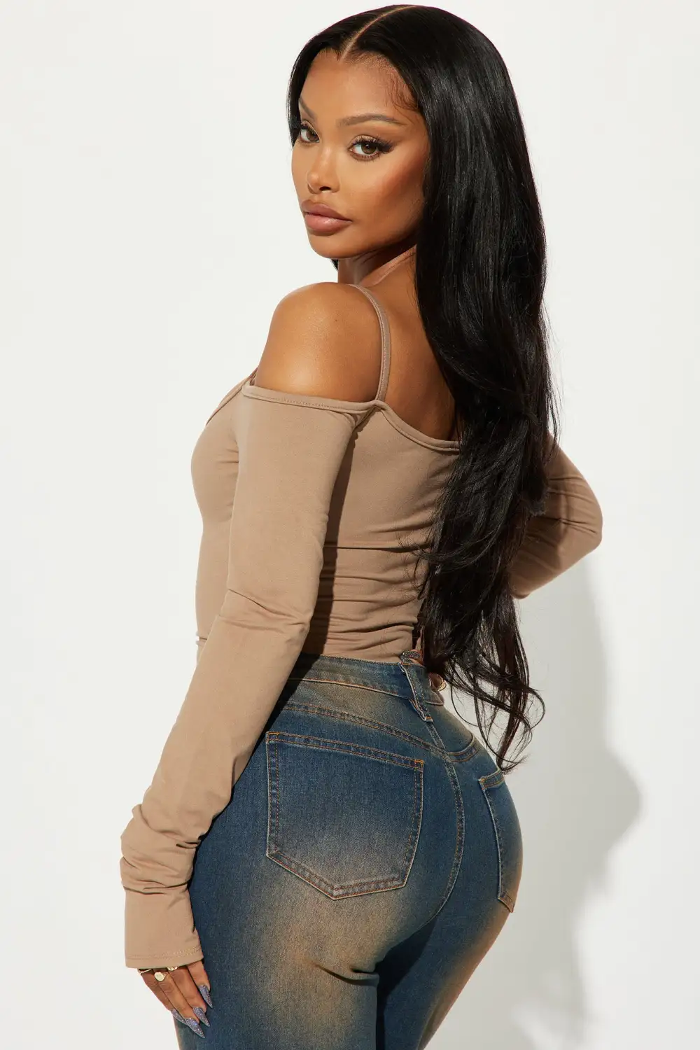 Dani Off Shoulder Bodysuit - Taupe