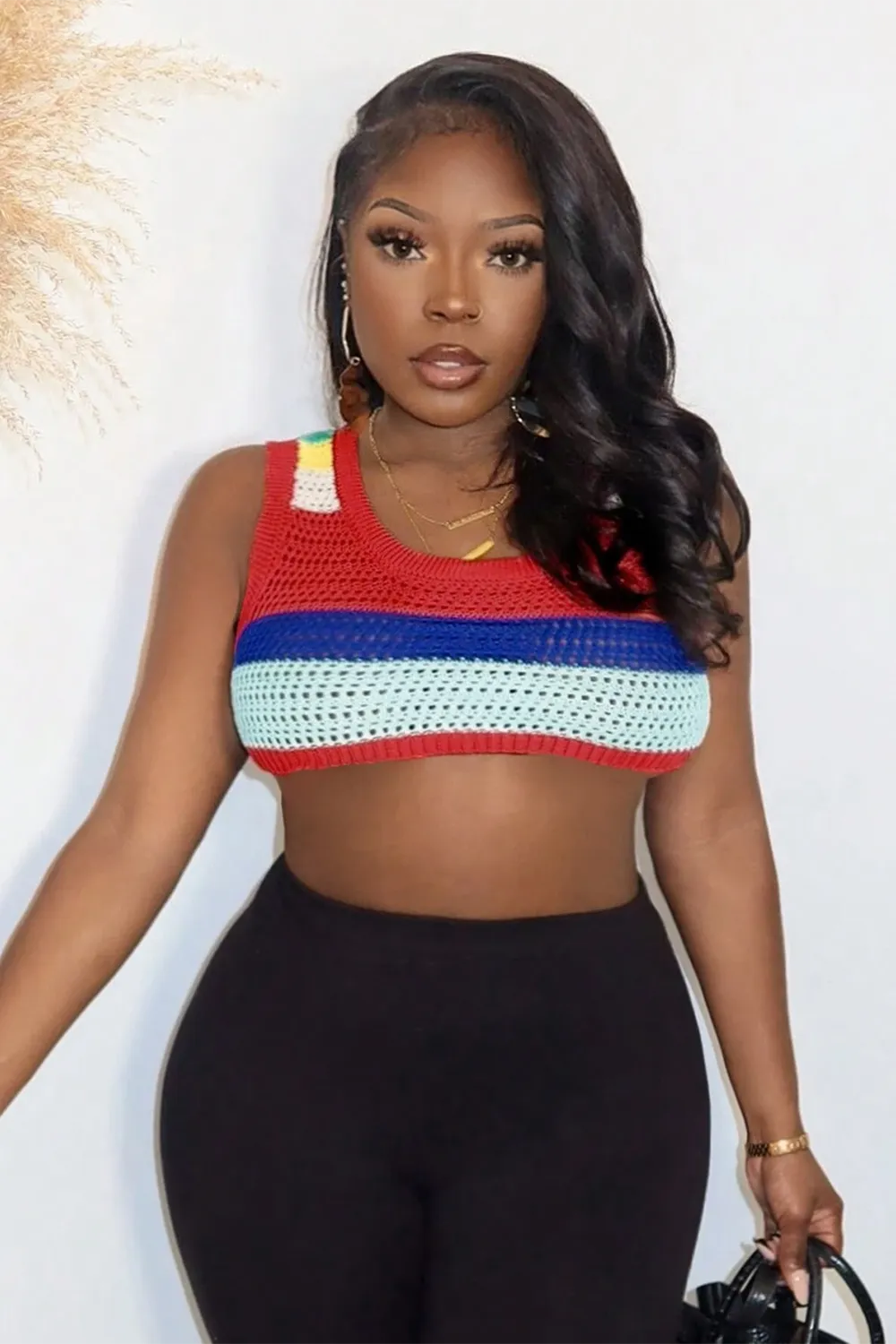 Multicolor Cropped Knitted Sweater