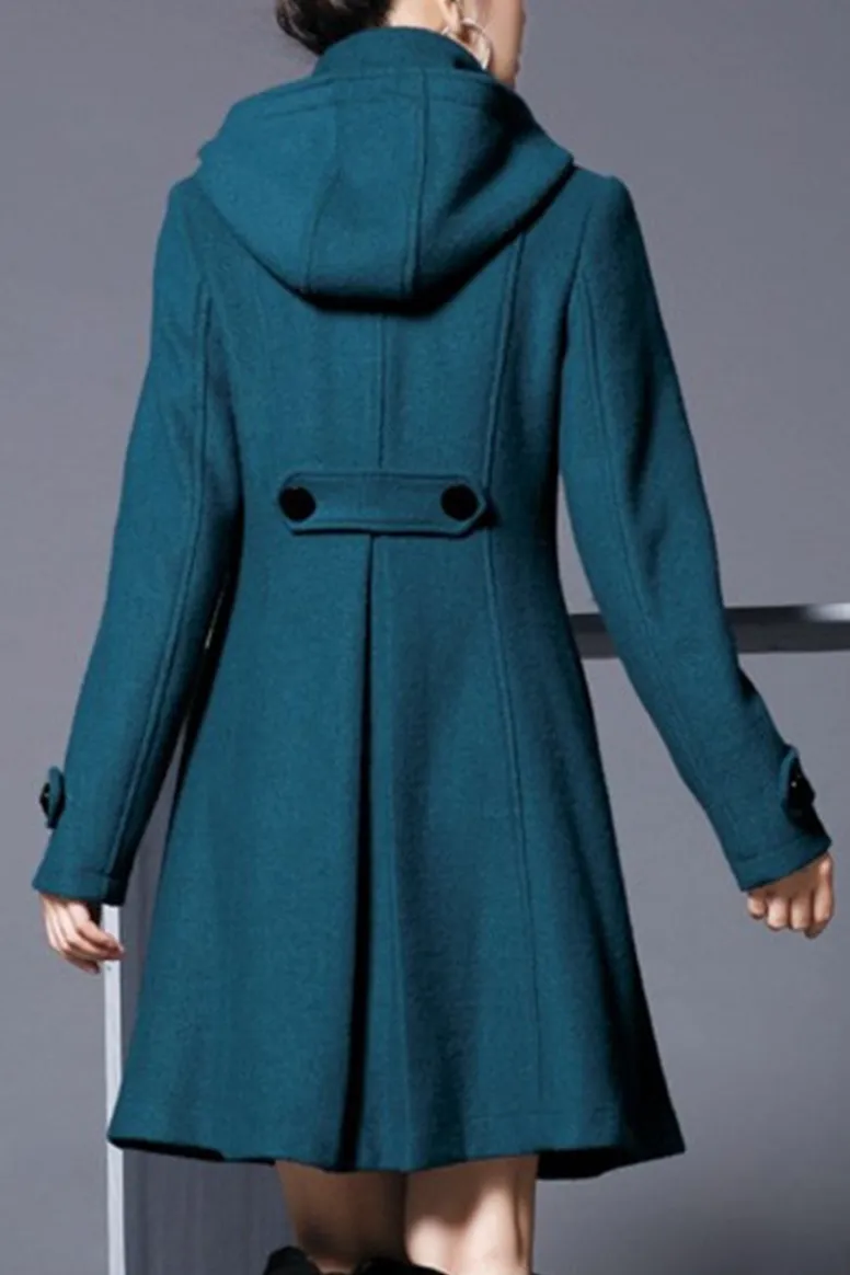 Fashion slim faux woolen casual cloak coat