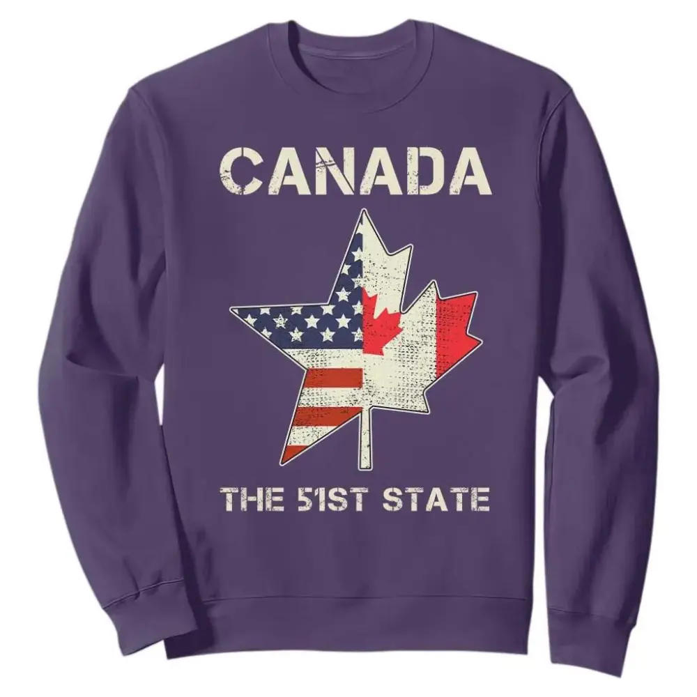 Canada The 51st State Sweatshirt Maple Canadian American Flag TS09