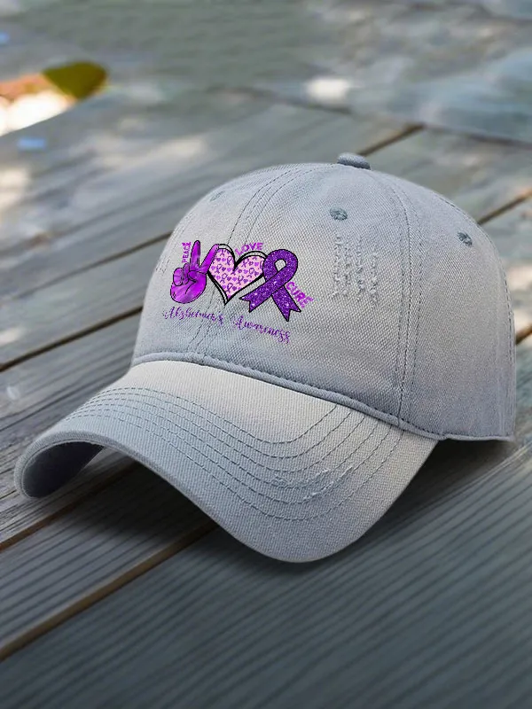 Peace Love Cure Alzheimer'S Awareness Baseball Cap