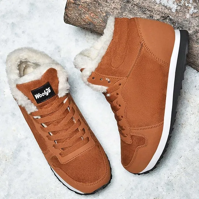 Women's Sneakers Boots Snow Boots Plus Size Comfort Shoes Outdoor Work Daily Flat Heel Round Toe Fashion Sporty Classic Running Walking Faux Suede Lace-up Solid Color