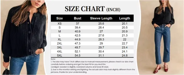 Women's Crewneck Button Down Cardigan Sweater