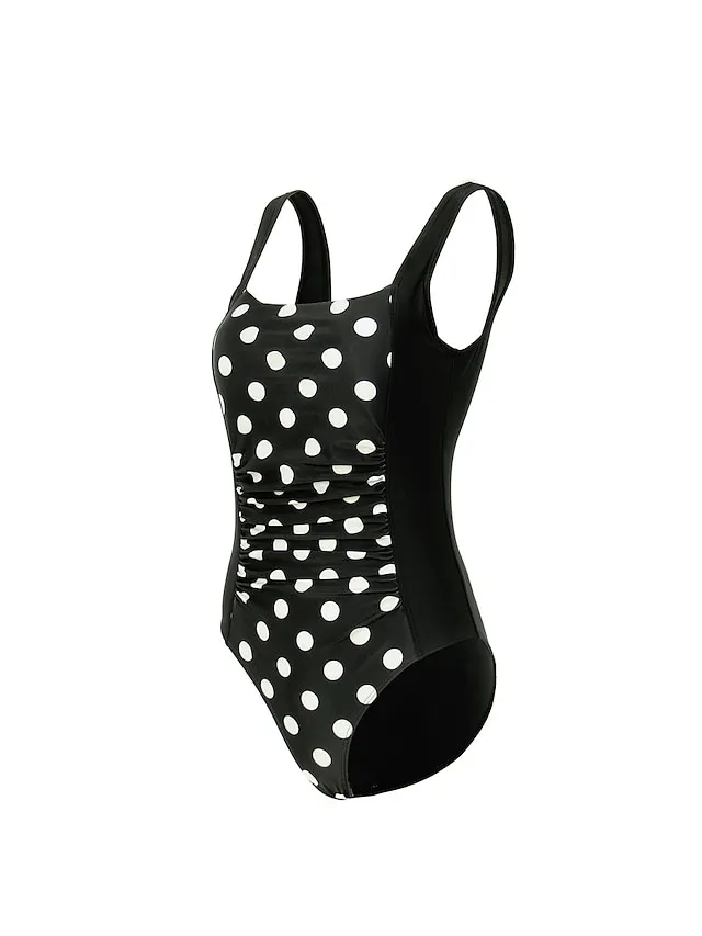 Women's Swimwear One Piece Normal Swimsuit Quick Dry Tummy Control Solid Color Black White Bodysuit Bathing Suits Sports Beach Wear Summer