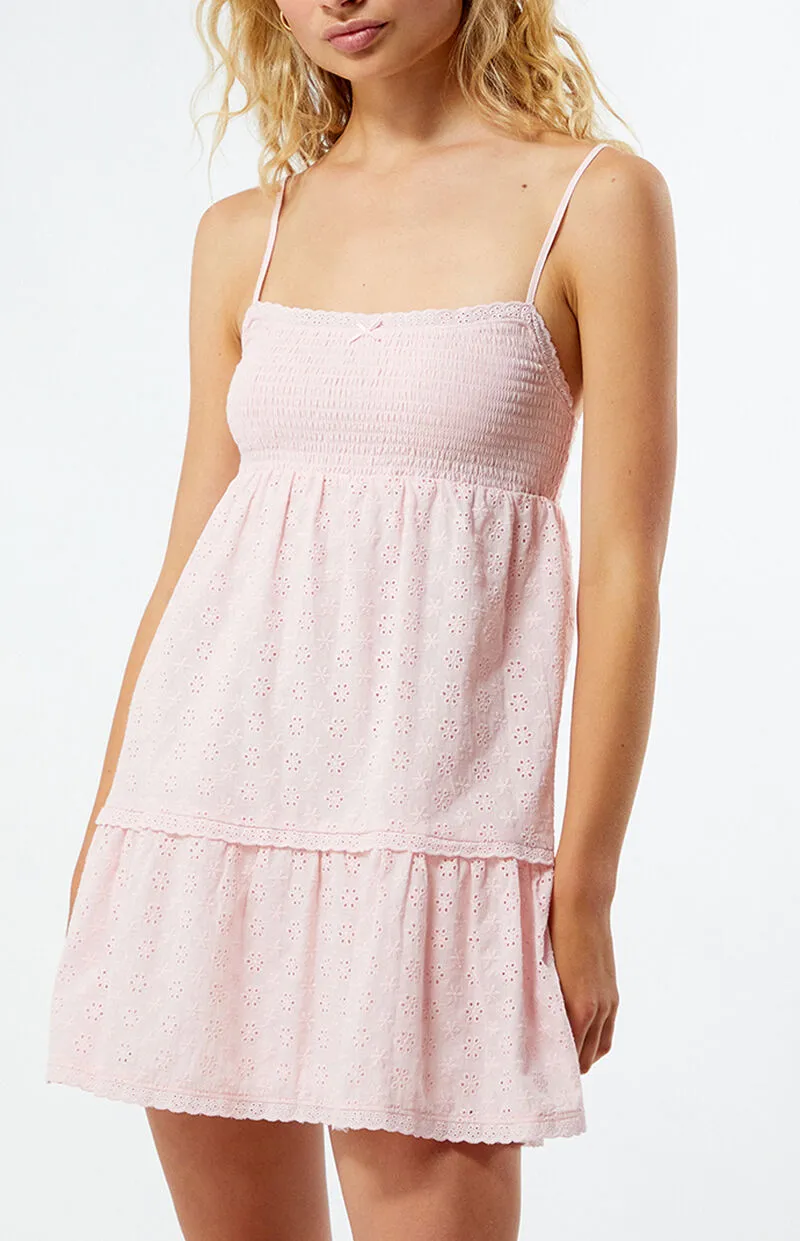 LA Hearts Ruched Bow Tie Babydoll Mini Dress